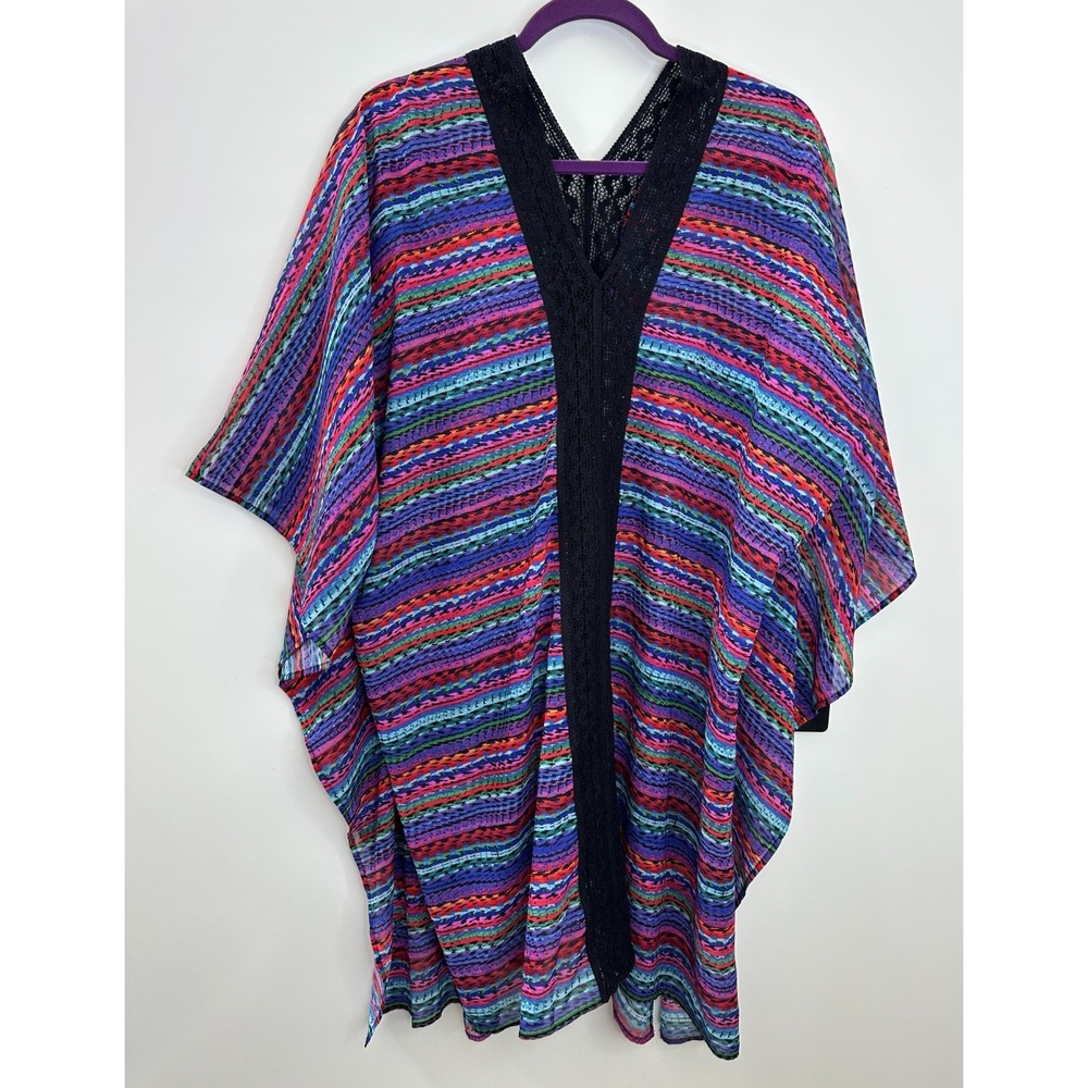 NWT Miraclesuit Carnivale Caftan Swimsuit Cover-Up Multi Color Striped Small - Picture 2 of 14